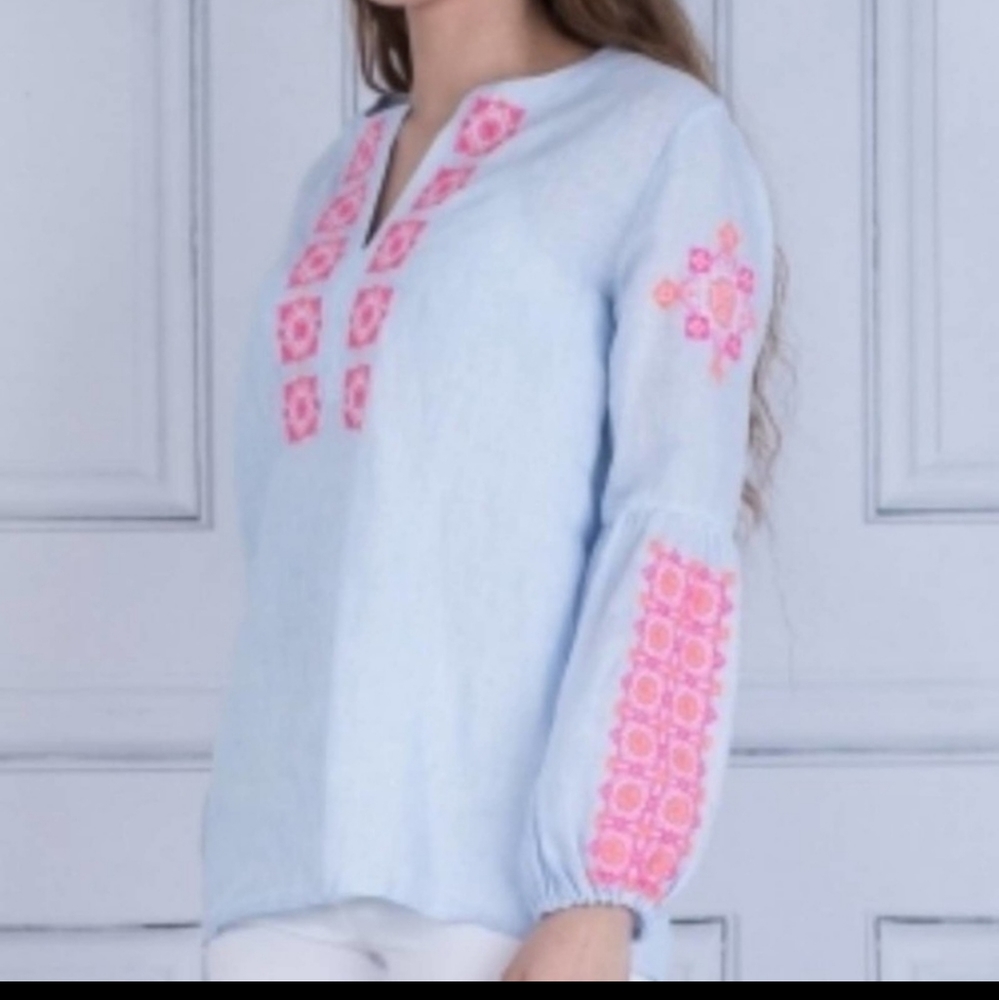 Vilagallo "Tilda" Spanish Embroidered Linen Blouse